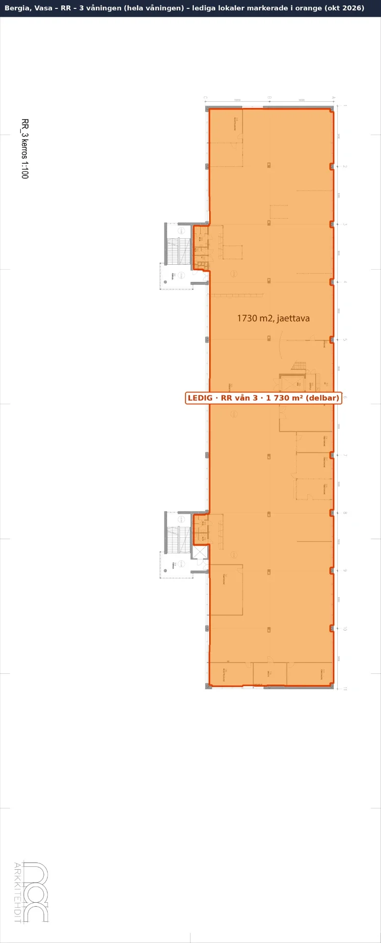Floor plan – RR – entire 3rd floor, 1 730 m² (divisible)